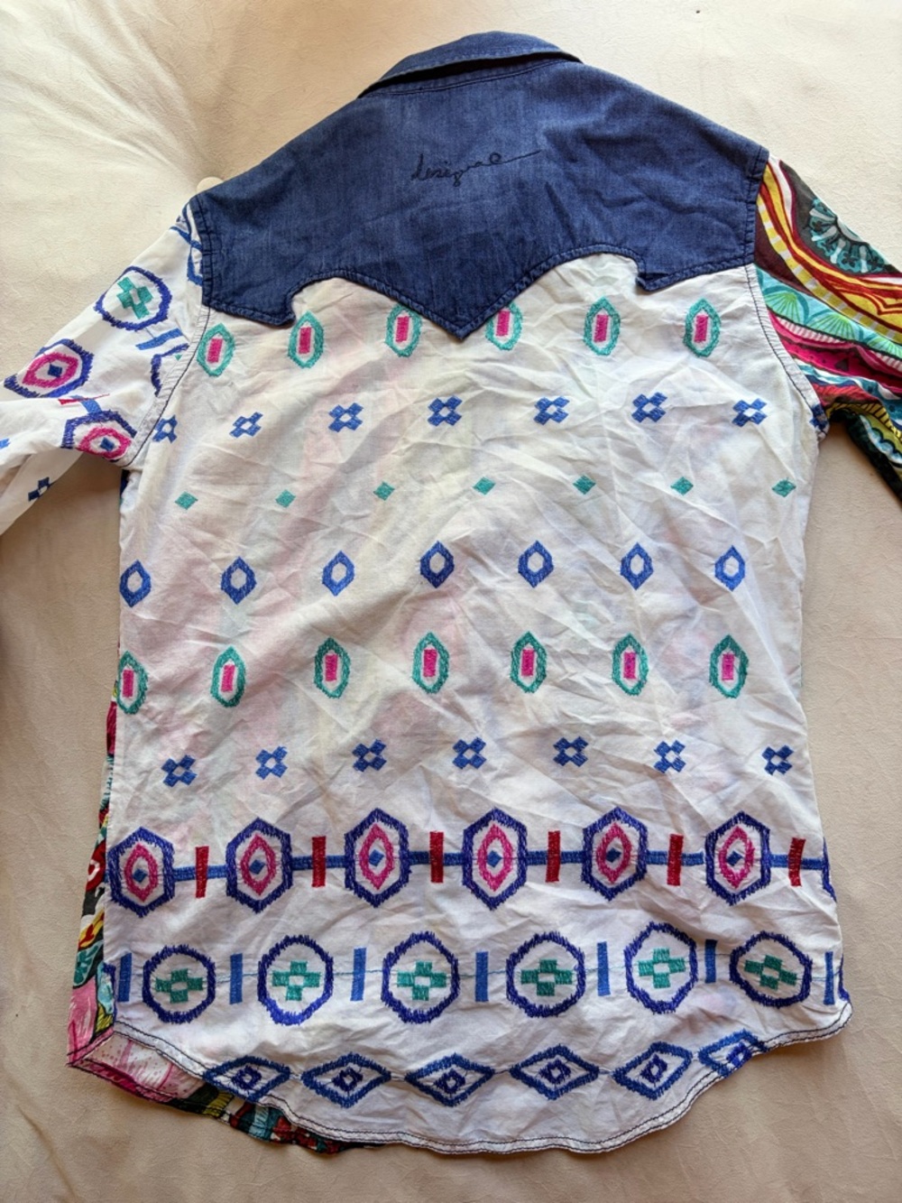 Desigual M summer weight button up. Embroidery cotton - Picture 6 of 8